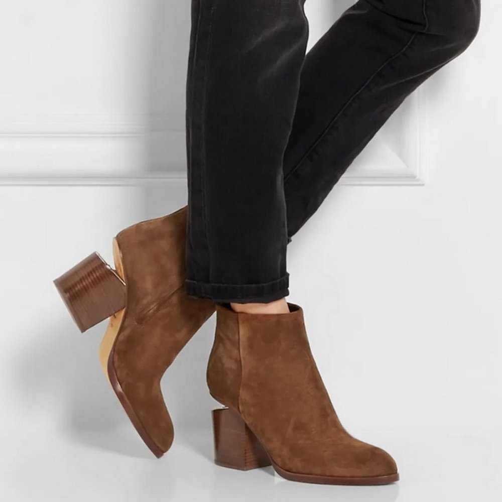 RARE New ALEXANDER WANG Gabi Suede Boots | Iconic Block Heel Ankle Bootie